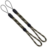 Paracord Lanyard Wrist Strap [2 Pack] - Two khaki and beige camouflage paracord wrist straps with black Ringke connectors.