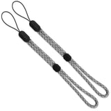 Paracord Lanyard Wrist Strap [2 Pack] - Two gray and white braided paracord wrist straps with black Ringke-branded clips.