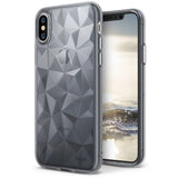 iPhone X Case | Air Prism - Smoke black transparent phone case with a geometric prism pattern on the back.