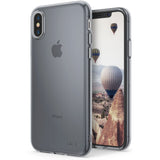 iPhone X Case | Air - A translucent smoke black protective case on an iPhone X displaying a hot air balloon landscape.