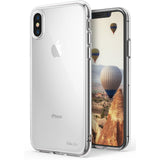 iPhone X Case | Air - Clear protective phone case showing the back and front of an iPhone X with a hot air balloon wallpaper.
