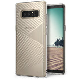 Galaxy Note 8 Case | Bevel - Clear phone case with geometric diagonal lines on the back, showcasing a Samsung Galaxy Note 8.