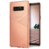 Galaxy Note 8 Case | Bevel - Rose gold phone case with geometric diagonal lines and a clear view of the screen.