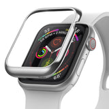 Apple Watch Series 6 / 5 / 4 / SE (40mm) | Bezel Styling - Silver metal bezel cover hovering above an Apple Watch.