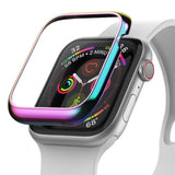 Apple Watch Series 6 / 5 / 4 / SE (40mm) | Bezel Styling - Iridescent metal bezel cover hovering above an Apple Watch.