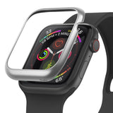 Apple Watch Series 6 / 5 / 4 / SE (40mm) | Bezel Styling - Silver metal bezel accessory hovering above an Apple Watch.