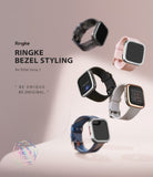 Ringke Bezel Styling Full Stainless Steel Frame Case for Fitbit Versa 2, Silver, 2-42 ST, Knurling Engraved Design
