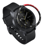 Galaxy Watch (42mm) | Bezel Styling - A black smartwatch with a floating red and black numbered bezel ring above the watch face.
