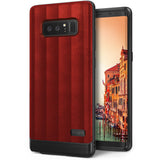 Galaxy Note 8 Case | Flex S - Red striped phone case with black base and Ringke logo, showing the phone screen with a Venice view.