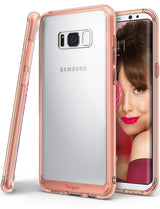 Galaxy S8 Case | Fusion - Rose gold clear protective phone case shown from back and side angles on a Galaxy S8 Plus.