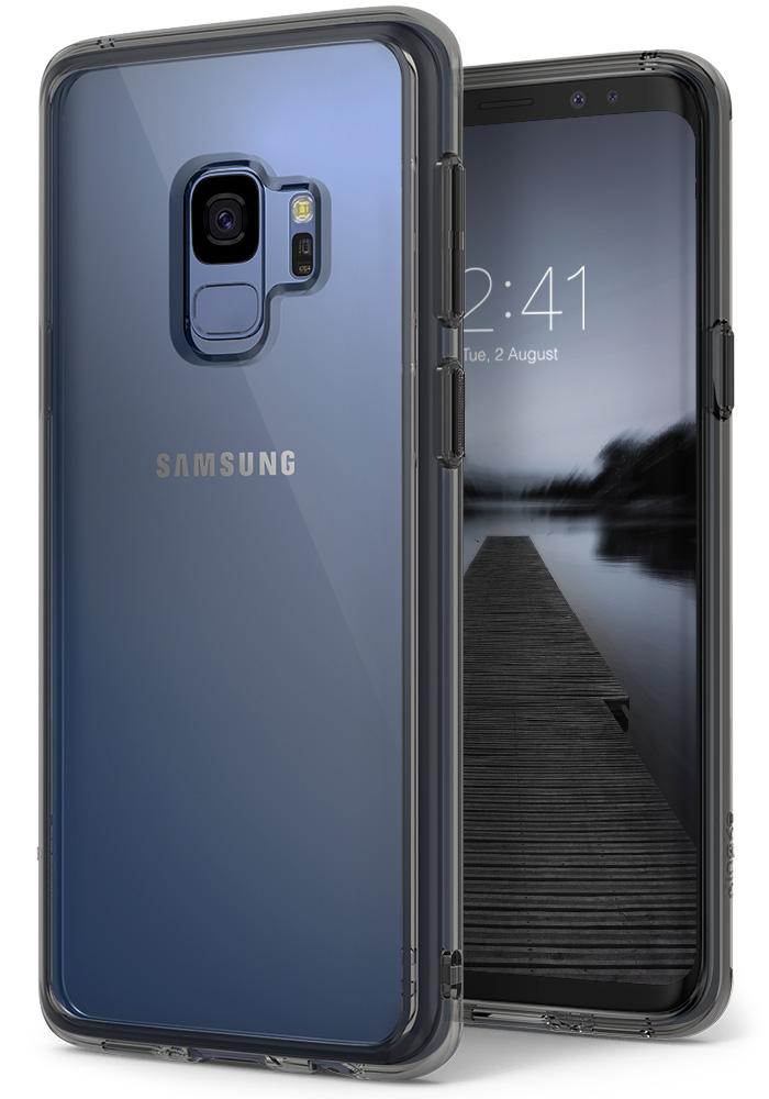 Galaxy S9 Case | Fusion - Smoke Black - Transparent smoke black phone case showing the back and front of a Galaxy S9.
