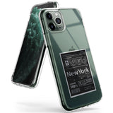 iPhone 11 Pro Max Case | Fusion Design - Clear phone case with a New York travel ticket graphic on the back.