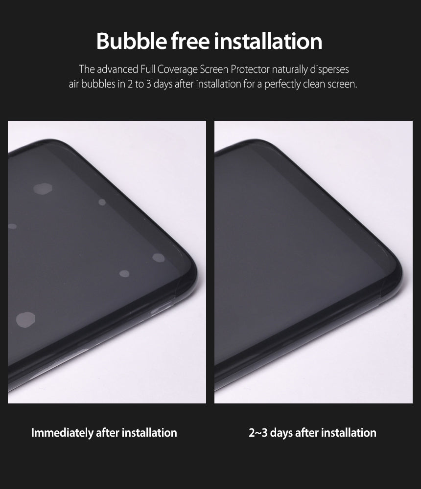 Galaxy Note 8 Screen Protector | Full Cover (2P) - Bubble Free Installation. The advanced full coverage screen protector naturally disperses air bubbles in 2 to 3 days after installation for a perfectly clean screen.