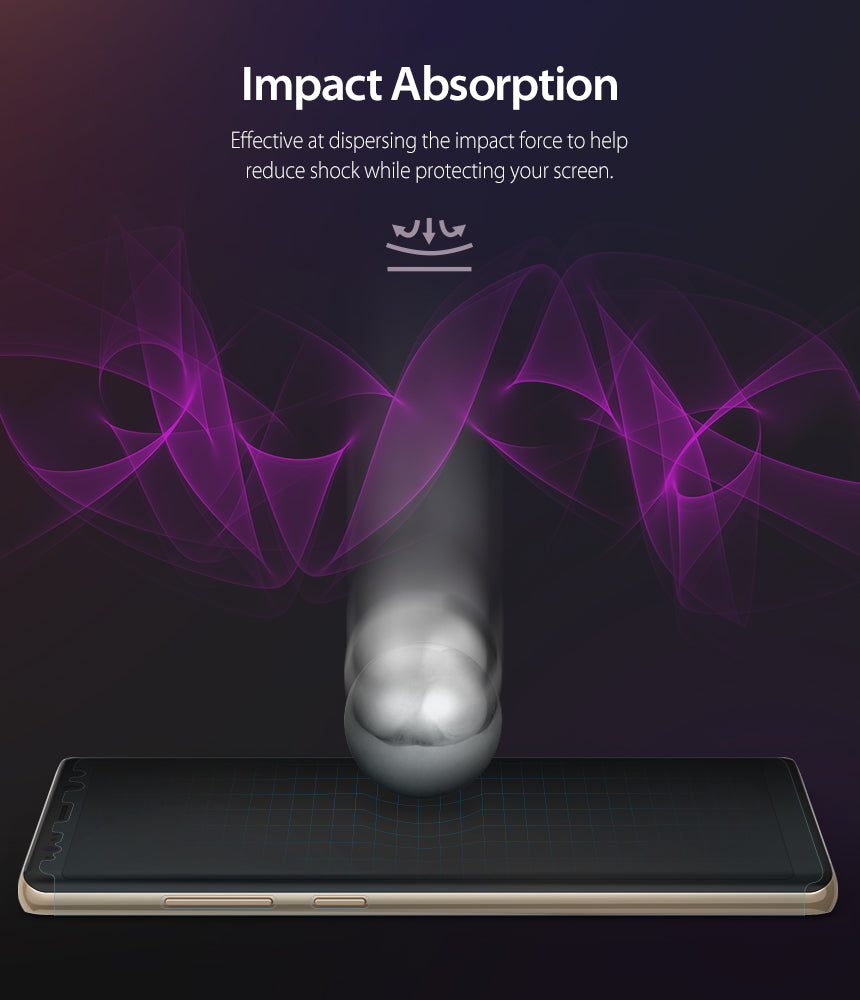 Galaxy Note 8 Screen Protector | Full Cover (2P) - Impact Absorption. Effective at dispersing the impact force to help reduce shock while protecting your screen.