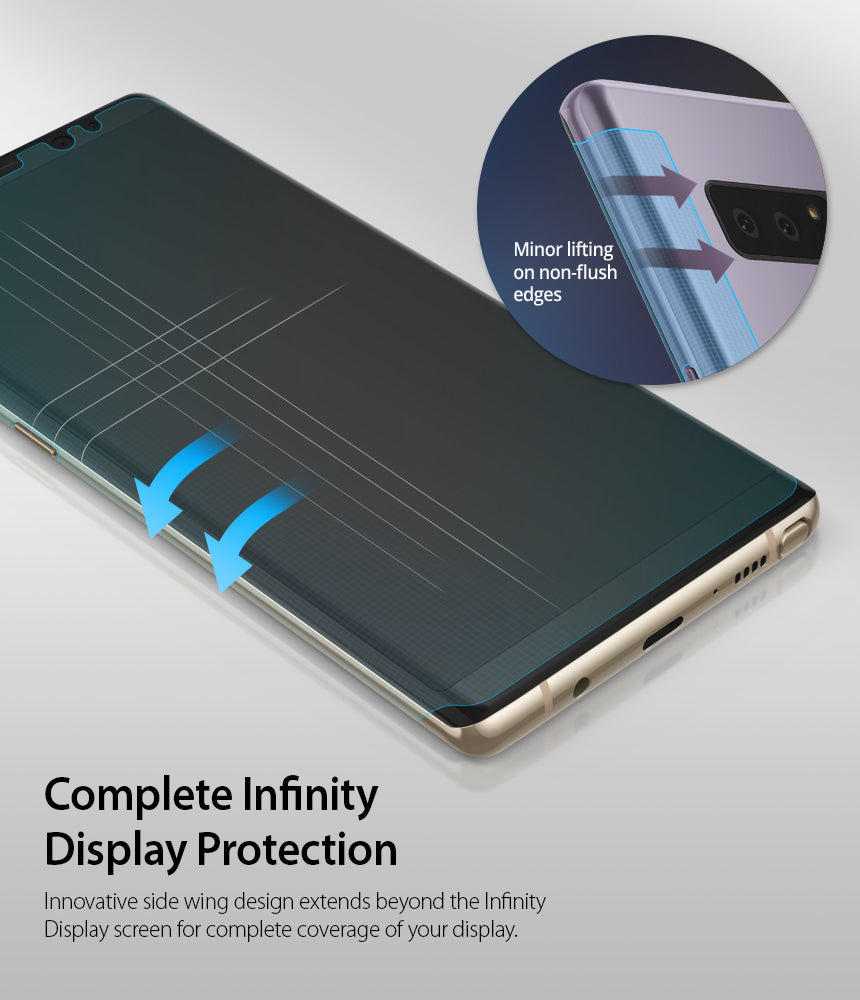 Galaxy Note 8 Screen Protector | Full Cover (2P) - Complete Infinity Display Protection. Innovative side wing design extends beyond the Infinity Display screen for complete coverage of your display.