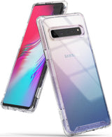 Galaxy S10 5G Case | Fusion - Clear glitter phone case on a Samsung Galaxy S10 5G with a purple and blue gradient back.