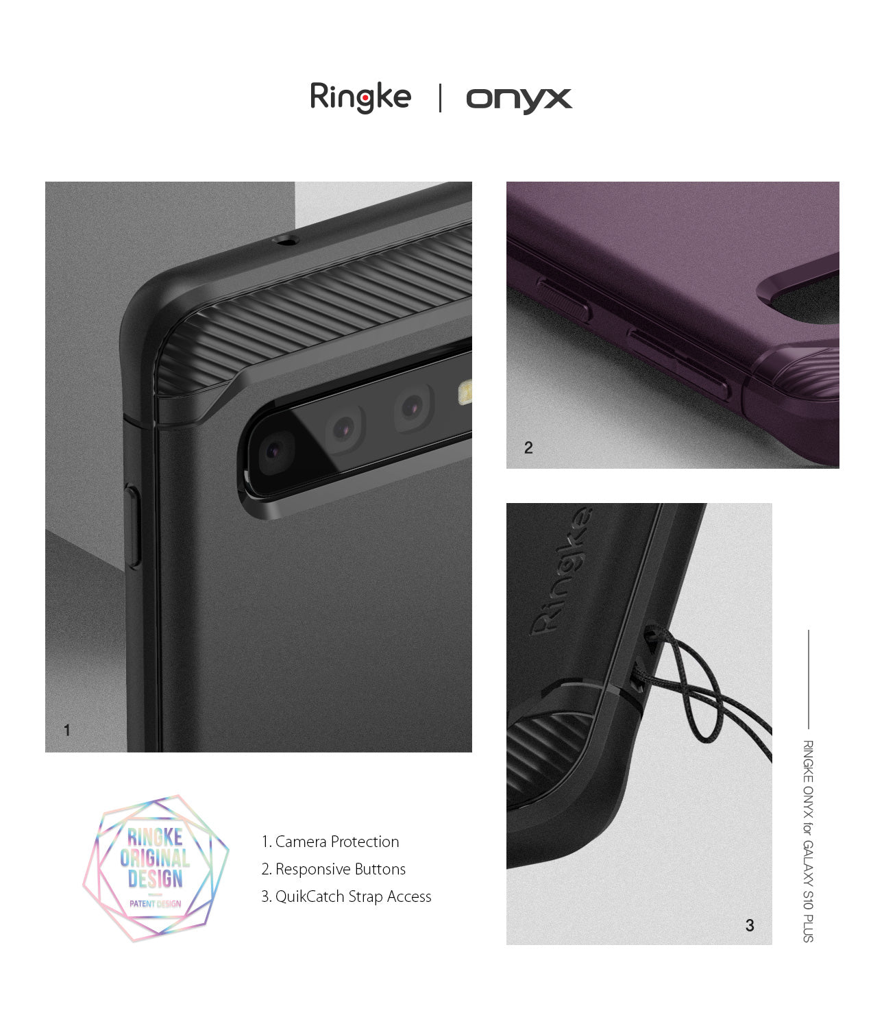 Galaxy S10 Plus Case | Onyx - Camera Protection. Responsive Buttons. QuikCatch Strap Access