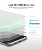 Galaxy S8 Plus Screen Protector | Full Cover (2P) - Tough 3H-4H Hardness Scale. 6-layer reinforced structure ensures tough hardness level to absorb surface impact.