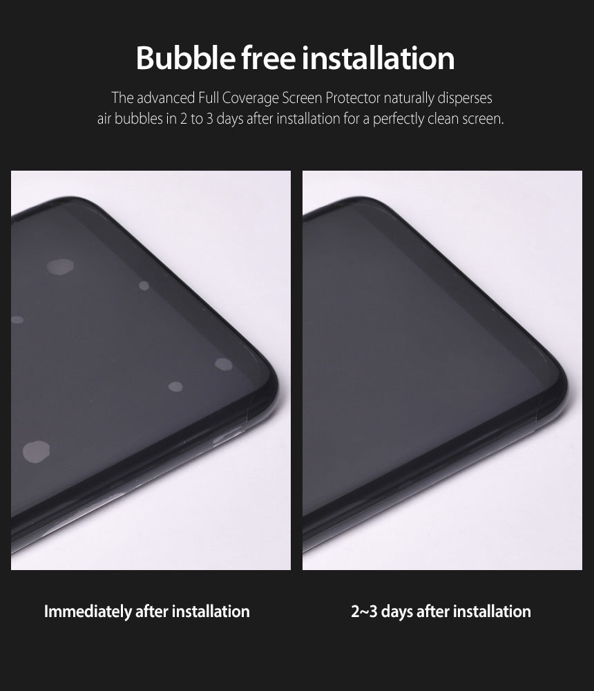 Galaxy S8 Plus Screen Protector | Full Cover (2P) - Bubble free installation. The advanced full coverage screen protector naturally disperses air bubble in 2 to 3 days after installation for a perfectly clean screen.
