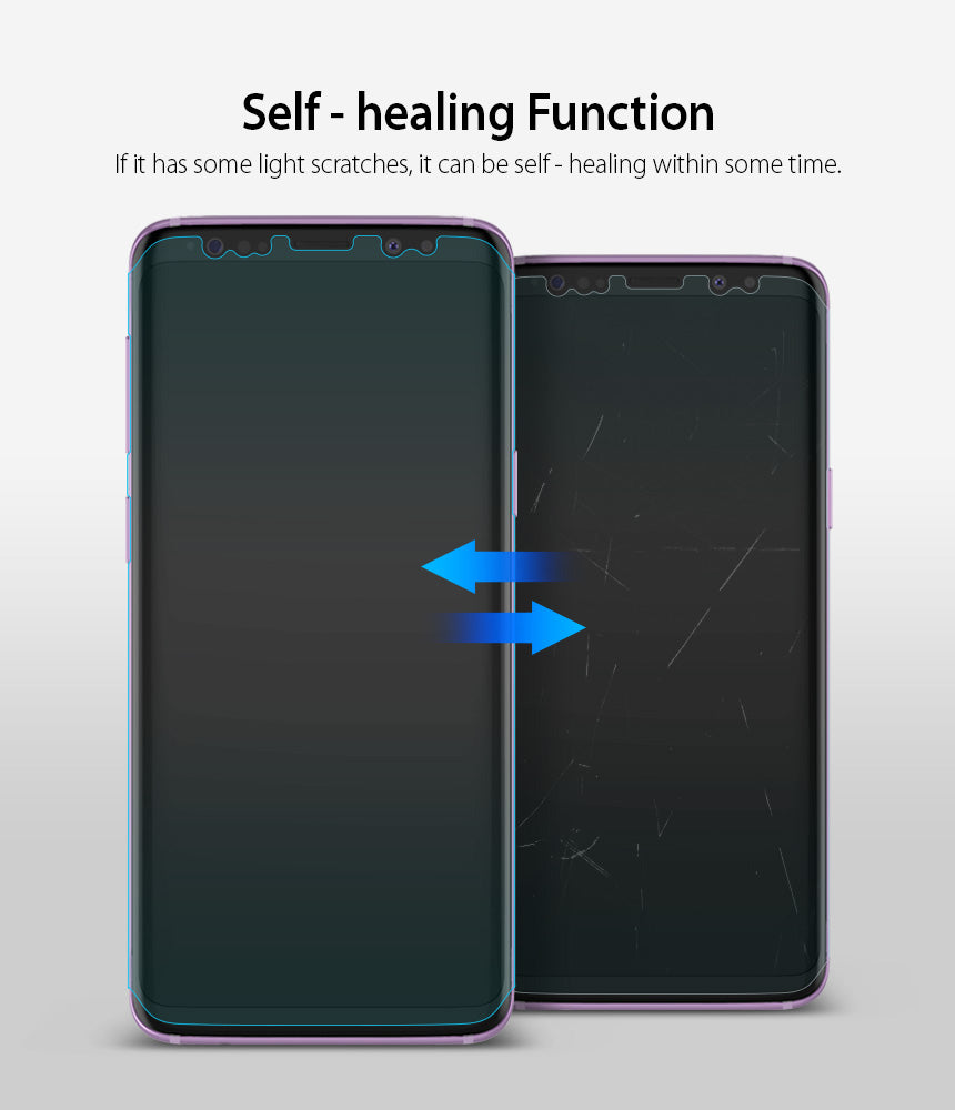 Galaxy S9 Plus Screen Protector | Full Cover (3P) - Self-Healing Function. If it has some light scratches, it can be self-healing within some time.