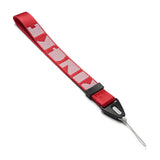 Hand Strap | Lettering - Red fabric wrist strap with white Ringke logo, black plastic connector, and thin gray loop.