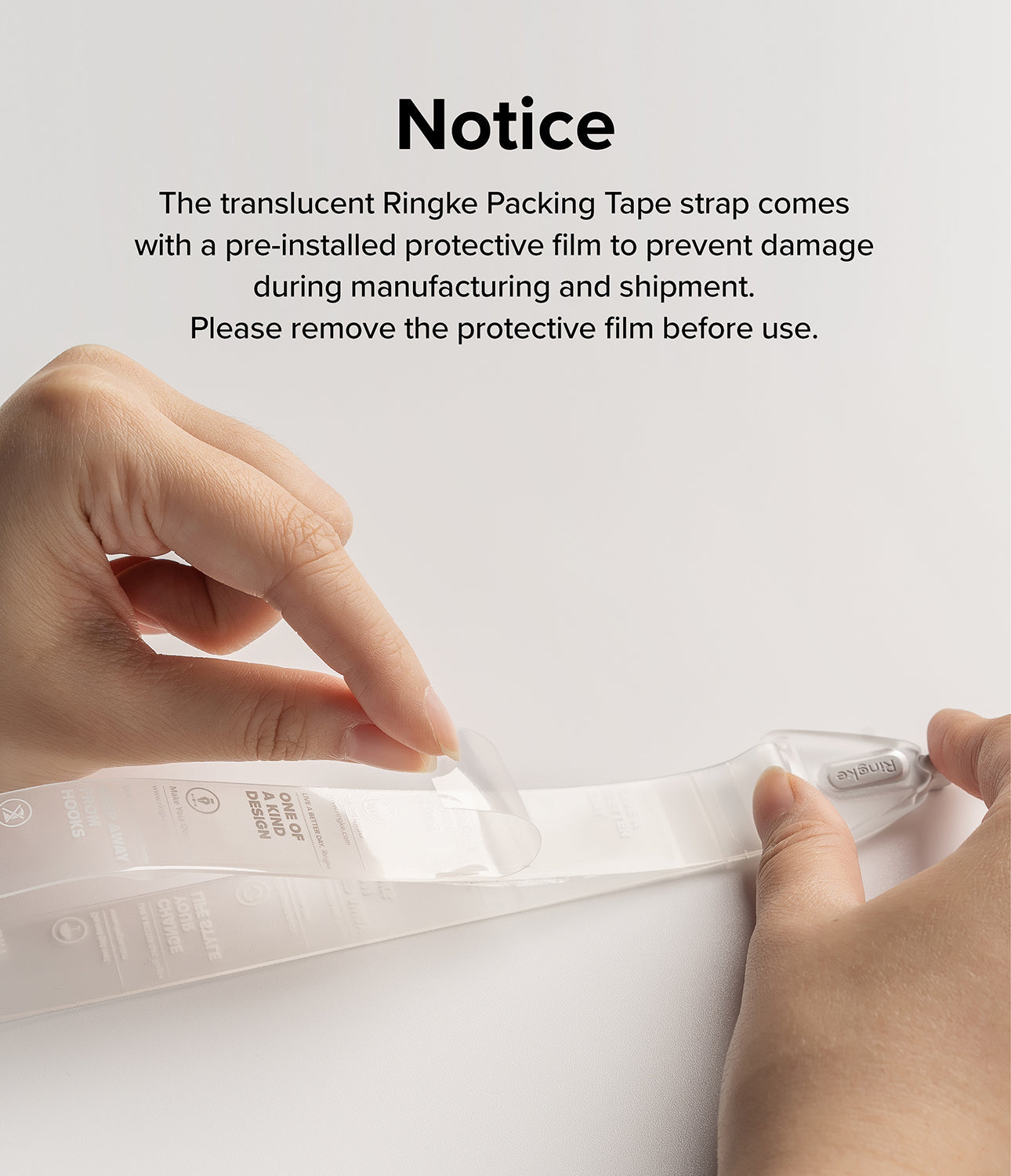 TPU Hand Strap - Ringke Packing Tape comes with a pre-installed protective film to prevent damage
