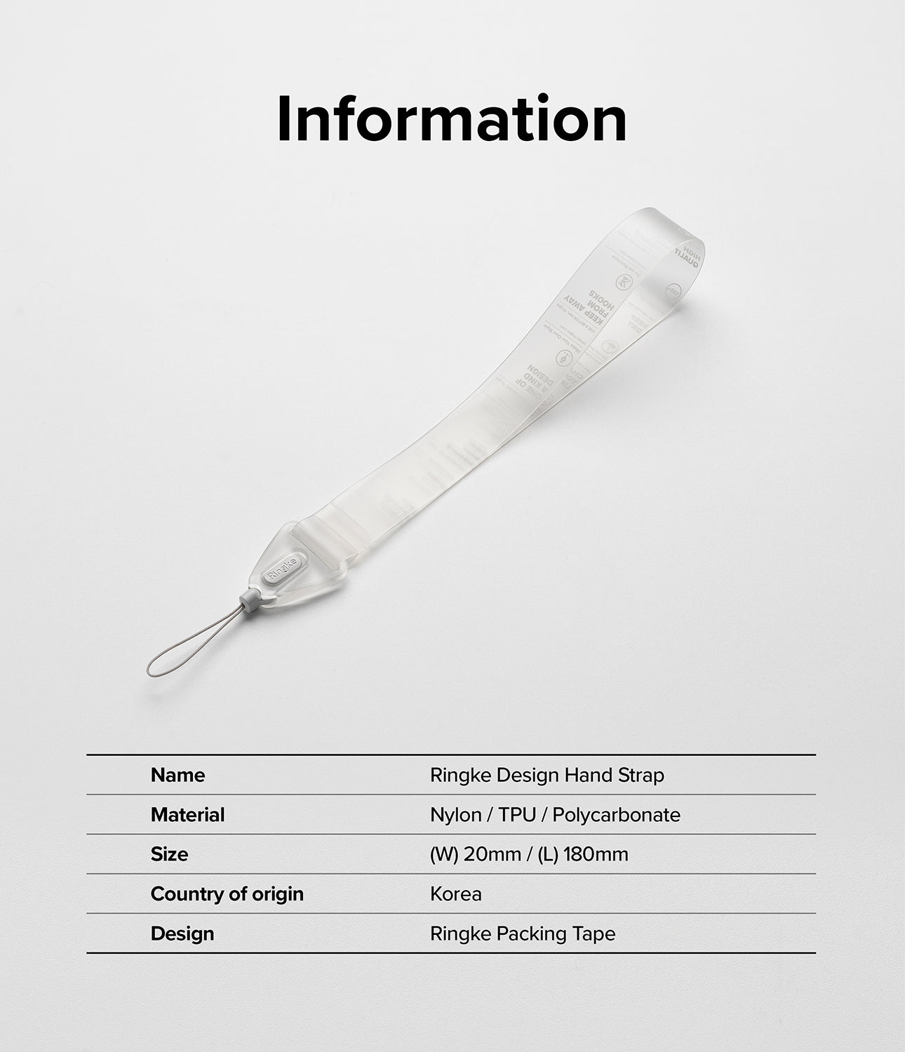 TPU Hand Strap - Ringke Packing Tape Size Information 20mm width * 180mm length