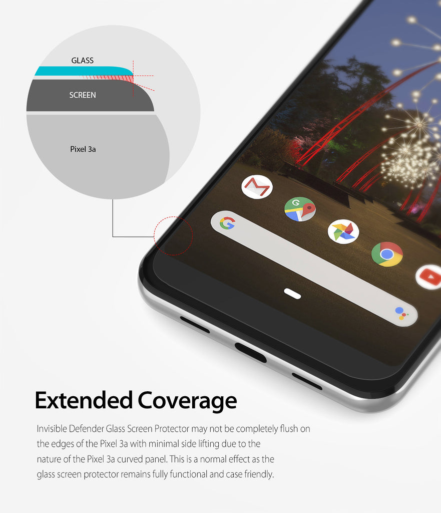 Google Pixel 3a Screen Protector | Glass (3P) - Extended Coverage