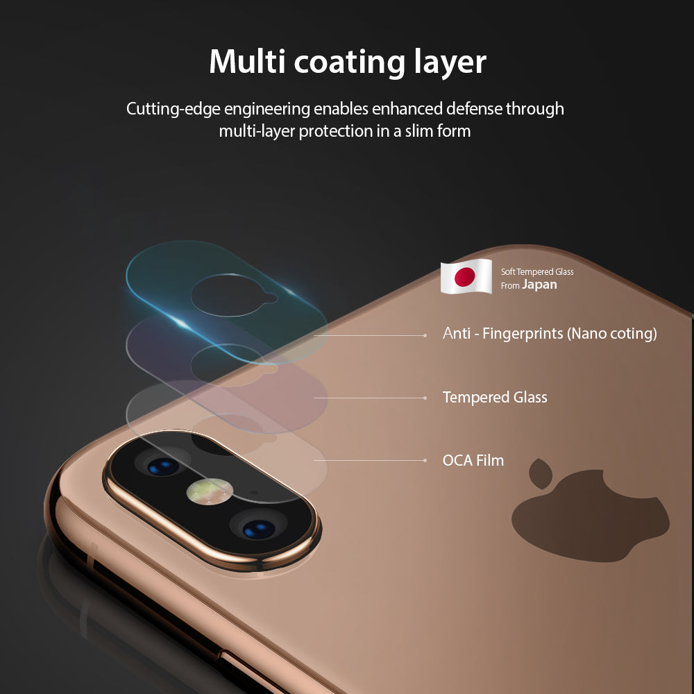iPhone XS Camera Lens Protector | Glass - Multi-Coating Layer. Cutting Edge engineering enables enhanced defense through multi-layer protection in a slim form.