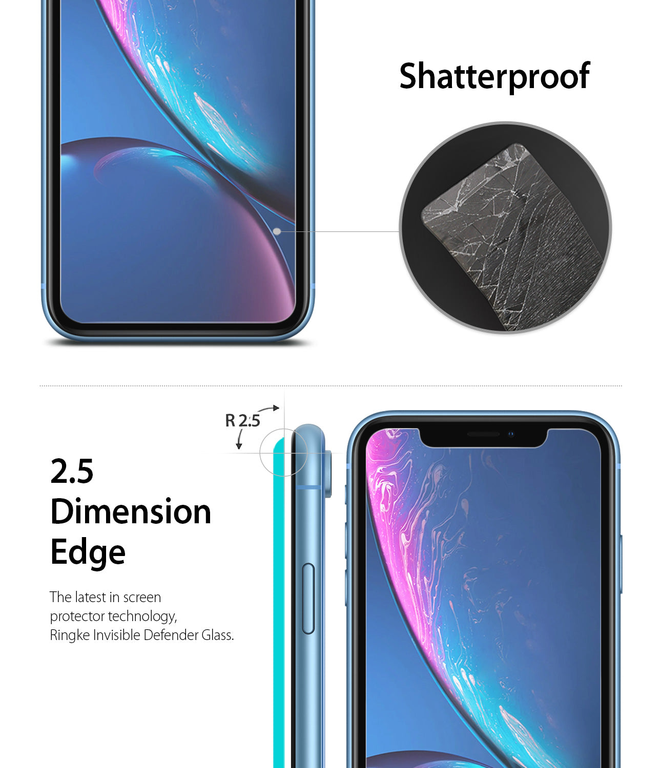 iPhone XR Screen Protector | Invisible Defender Glass - Dimension Edge