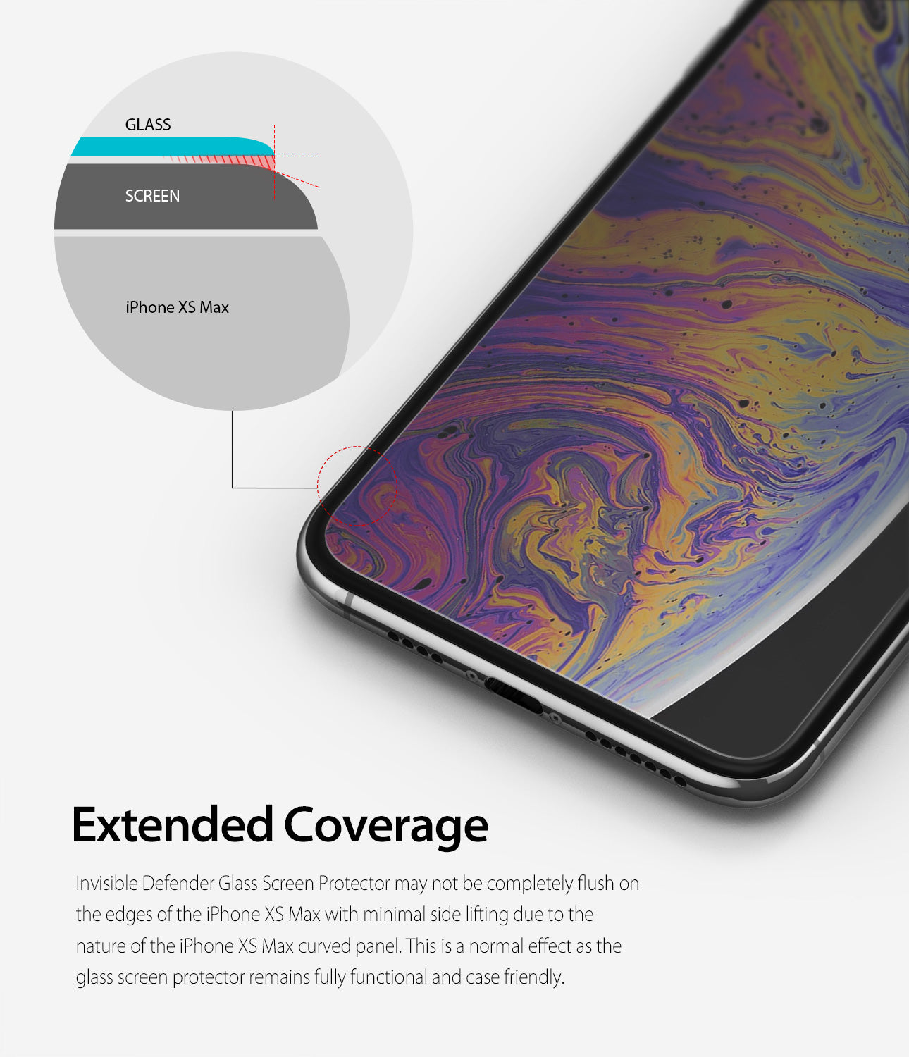 iPhone XS Max Screen Protector | Invisible Defender Glass - Extended Coverage