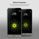 LG G5 Screen Protector | Invisible Defender - LG G5 Screen Protector - Two LG G5 smartphones side-by-side, one with a thin screen protector outline visible.
