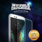 LG K10 Screen Protector | Invisible Defender - LG K10 Screen Protector - Invisible Defender film being applied to a smartphone against a starry space background.