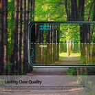 LG K10 Screen Protector | Invisible Defender - Comparison showing clear screen protector vs yellowed competitor.