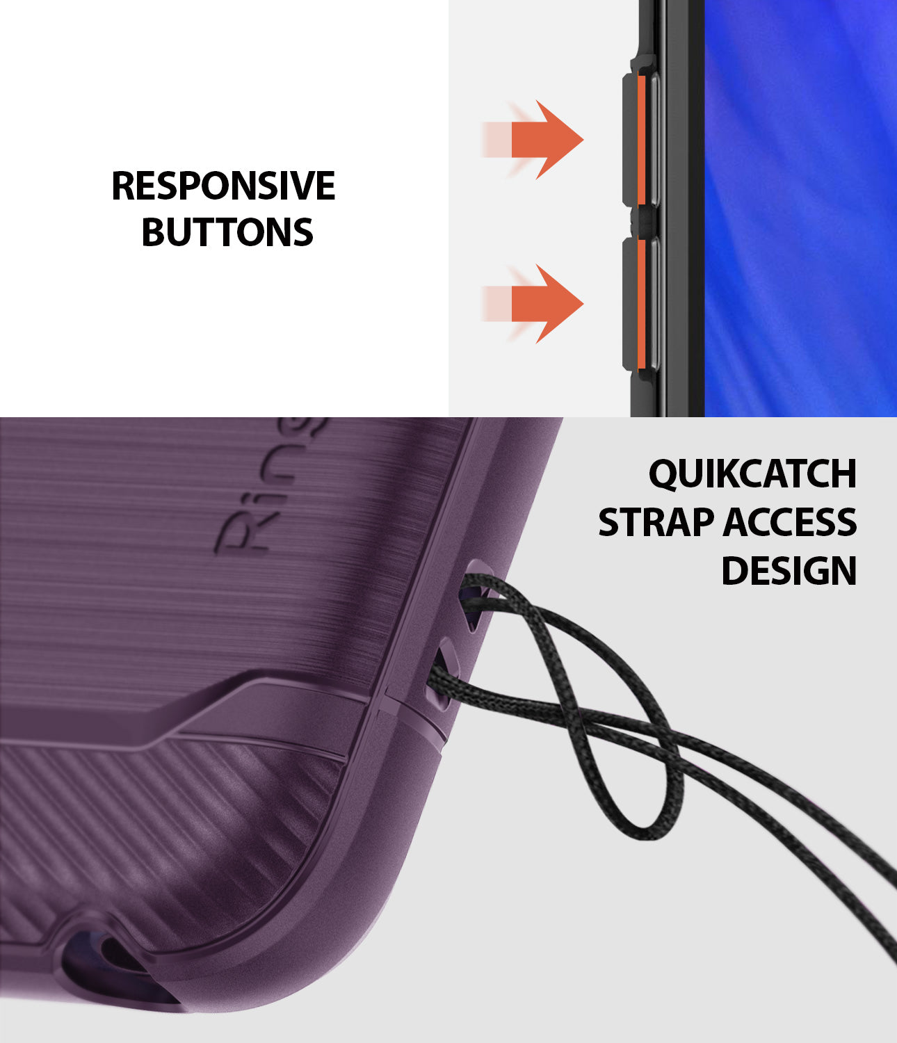 LG V40 ThinQ Case | Onyx - Responsive Buttons. QuikCatch Strap Access Design