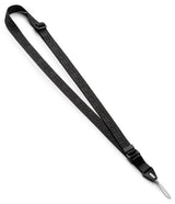 Design Lanyard Strap - Black adjustable lanyard with a repeating geometric pattern, plastic buckle, and thin loop attachment.