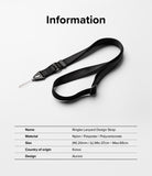 Design Lanyard Strap - Black adjustable lanyard with a patterned strap and product specifications table below.