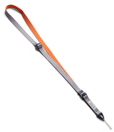 Design Lanyard Strap - Adjustable gray and orange nylon lanyard with a black buckle and a small loop attachment.