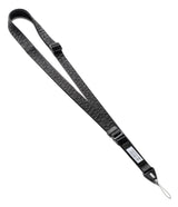 Design Lanyard Strap - Black adjustable lanyard with repeating Ringke logo pattern and a small white branded tag.