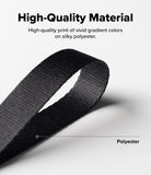 Design Shoulder Strap - Hands adjusting a grey fabric strap with a Ringke brand label and black plastic buckles.