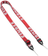 Shoulder Strap | Lettering - Red fabric strap with white repeating Ringke logo, black plastic buckles, and thin cord loops.