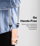 Design Shoulder Strap - A close-up of a folded, light blue and white striped polyester strap with a label pointing to it.