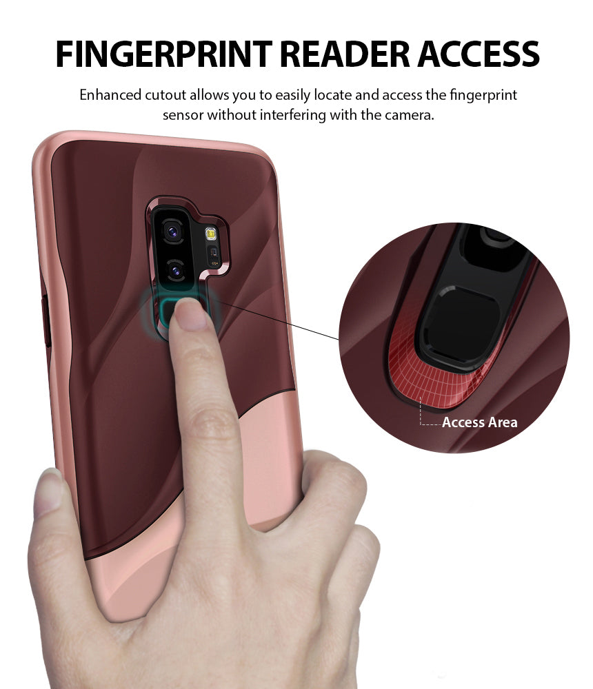 Galaxy S9 Plus Case | Wave - Fingerprint reader access. Enhanced cutout allows you to easily locate and access the fingerprint sensor without interfering with the camera