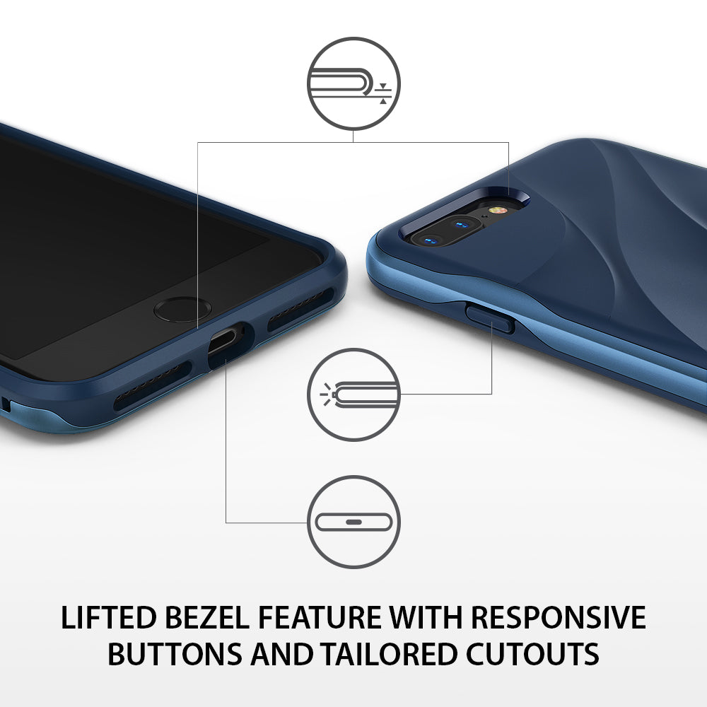 iPhone 8 Plus / 7 Plus Case | Wave - Lifted bezel feature with responsive buttons and tailored cutouts