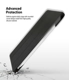 Smart Cover Apple Pencil Stand | iPad - A black smartphone case shown at an angle with marketing text reading 'Advanced Protection' and a cracked glass surface beneath the tip, indicating impact resistance.