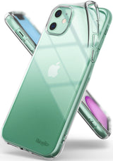 iPhone 11 Case | Air - Clear, slim protective case on a mint green iPhone 11, showing back and side profile views.