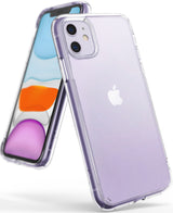 iPhone 11 Case | Fusion Matte - A purple iPhone 11 in a clear, matte protective case shown from front and back angles.