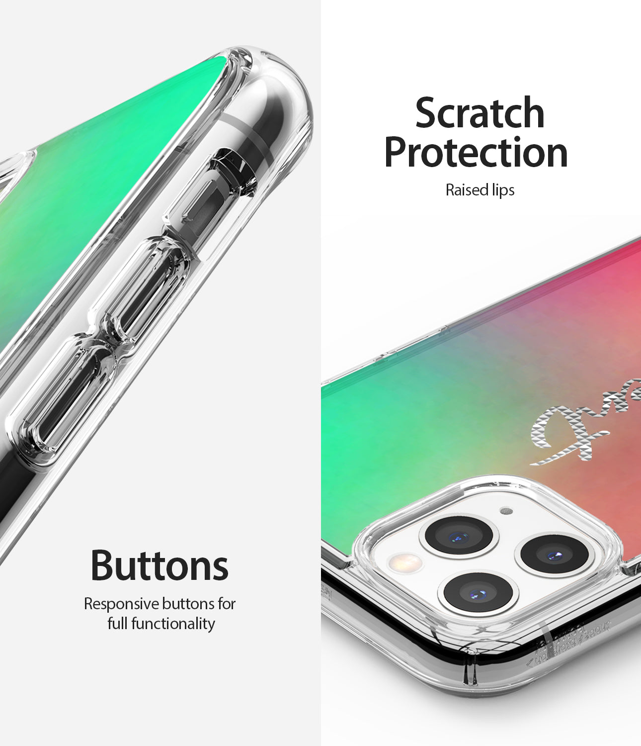 scratch protection with raised lips / responsive buttons