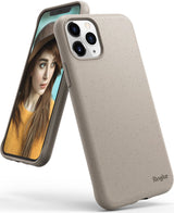 iPhone 11 Pro Max Case | Air-S - Sand stone textured case on an iPhone 11 Pro Max showing front and back views.