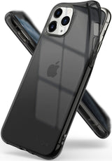 iPhone 11 Pro Max Case | Air - Translucent smoke black protective phone case shown from front and back angles.